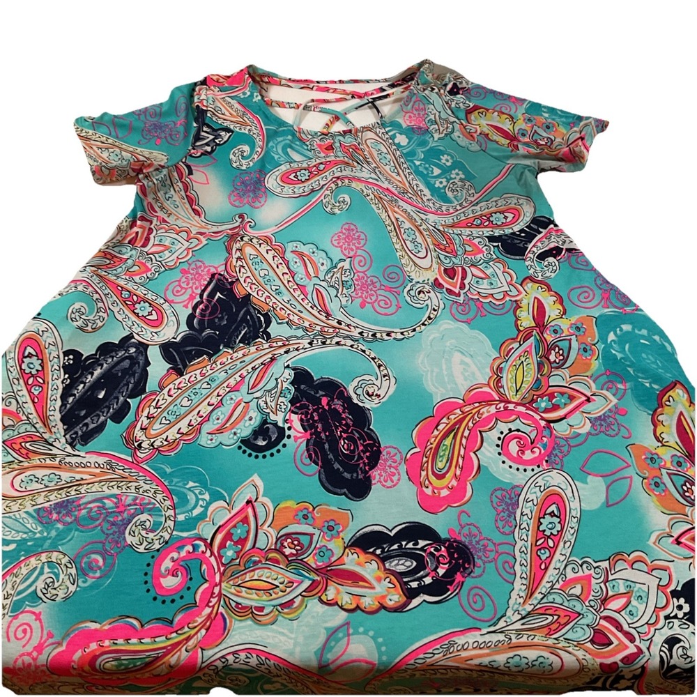 Honeyme Women's Blue Paisley Strappy Back Mini Dress Sz M Made in LA I61